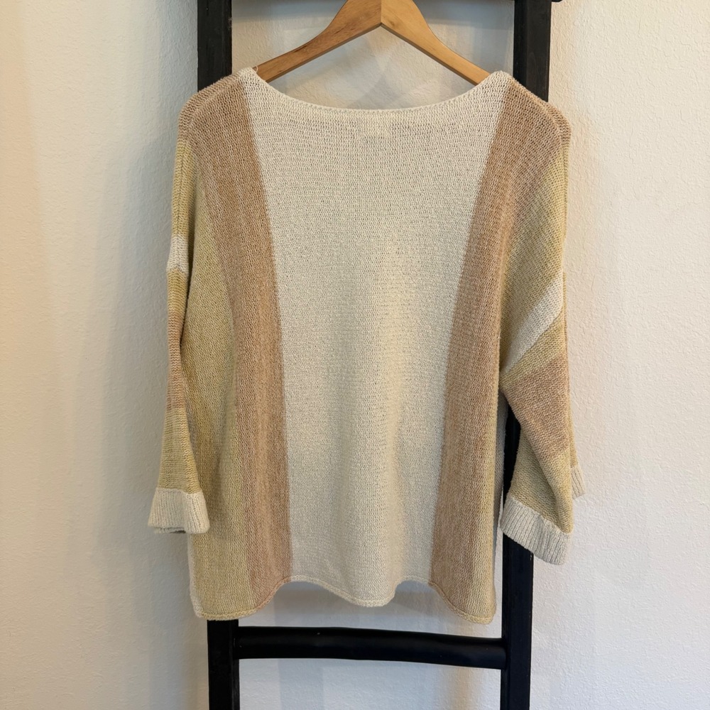 BKE Striped Knit Sweater Women's XS Boat Neck Bell Sleeve Lightly Textured - Picture 3 of 6